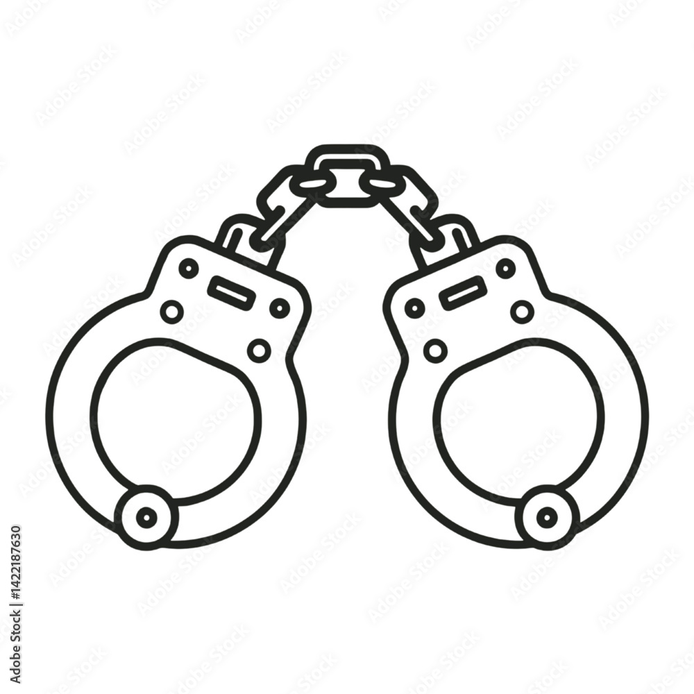 Black and White Handcuffs Illustration with Chain Link Detail