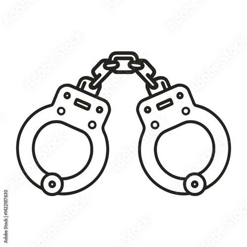Obraz na płótnie Black and White Handcuffs Illustration with Chain Link Detail w salonie