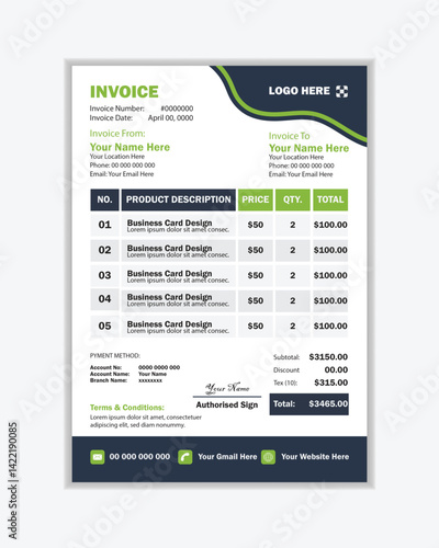 Creative invoice template design vector image