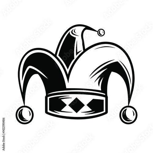 Obraz na płótnie Black and White Jester Hat with Diamond Pattern w salonie