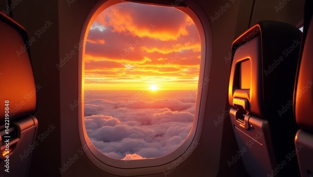 Breathtaking Sunset View from Airplane Window Breathtaking Sunset View from Airplane Window