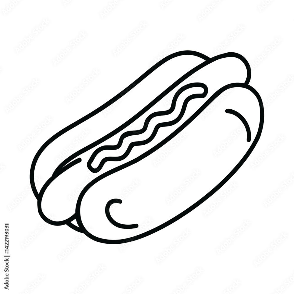 Minimalist Hot Dog Line Art Illustration