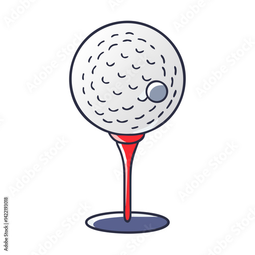 Golf ball on tee in flat style