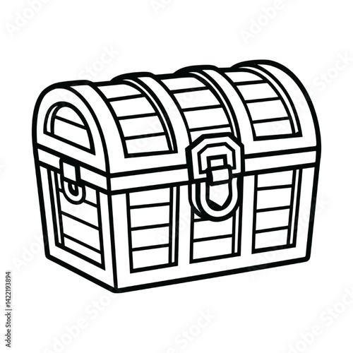 Obraz na płótnie Treasure Chest Outline Illustration with Curved Lid Design w salonie