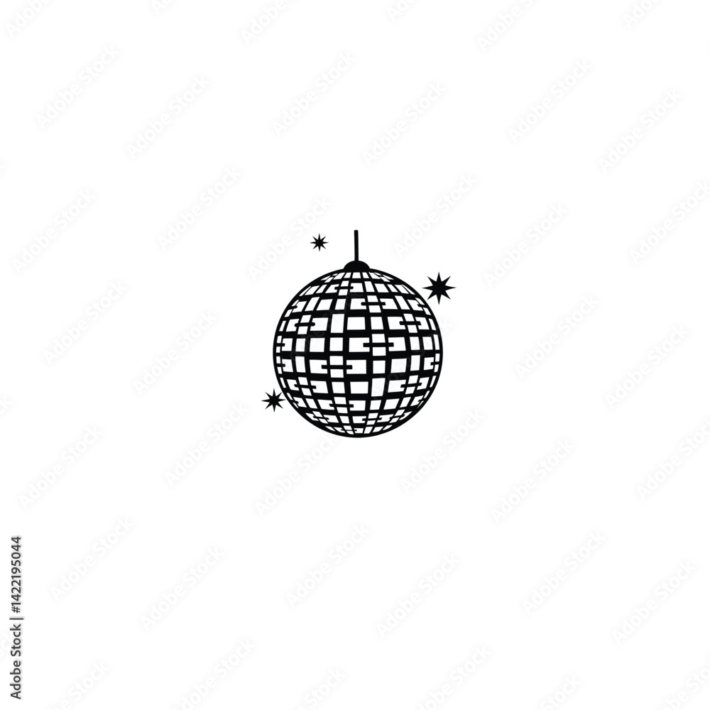 Obraz premium Disco ball silhouette on white background