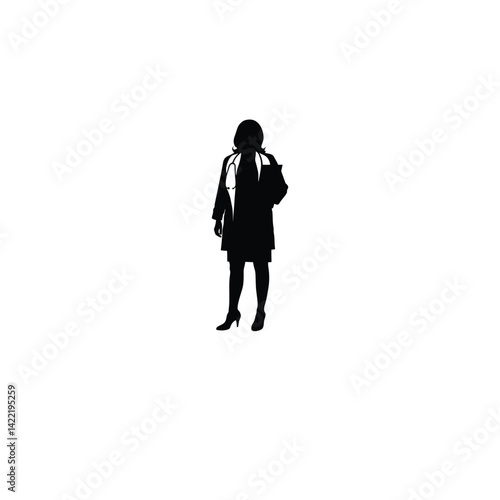Female doctor silhouette on white background