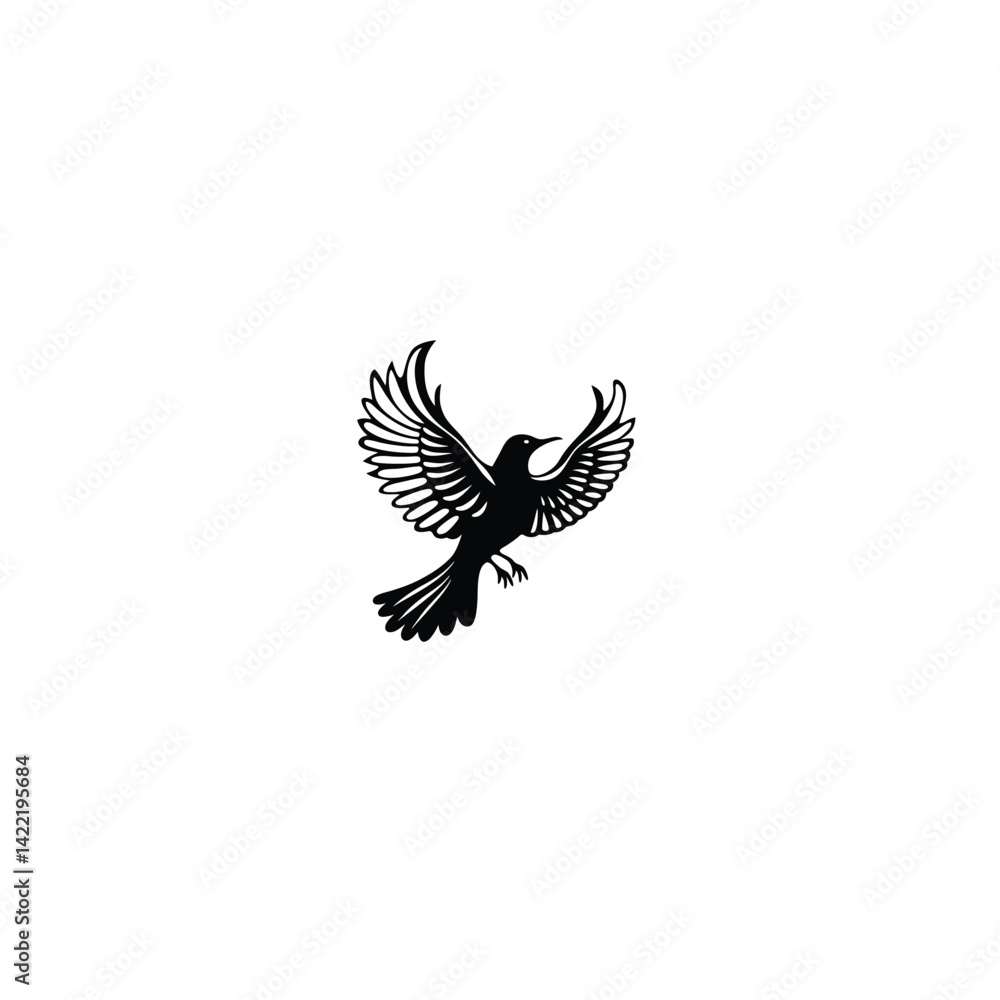 Fototapeta premium Lark bird silhouette on white background