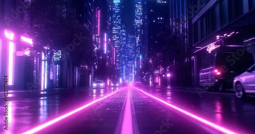 Retro city night neon lights
