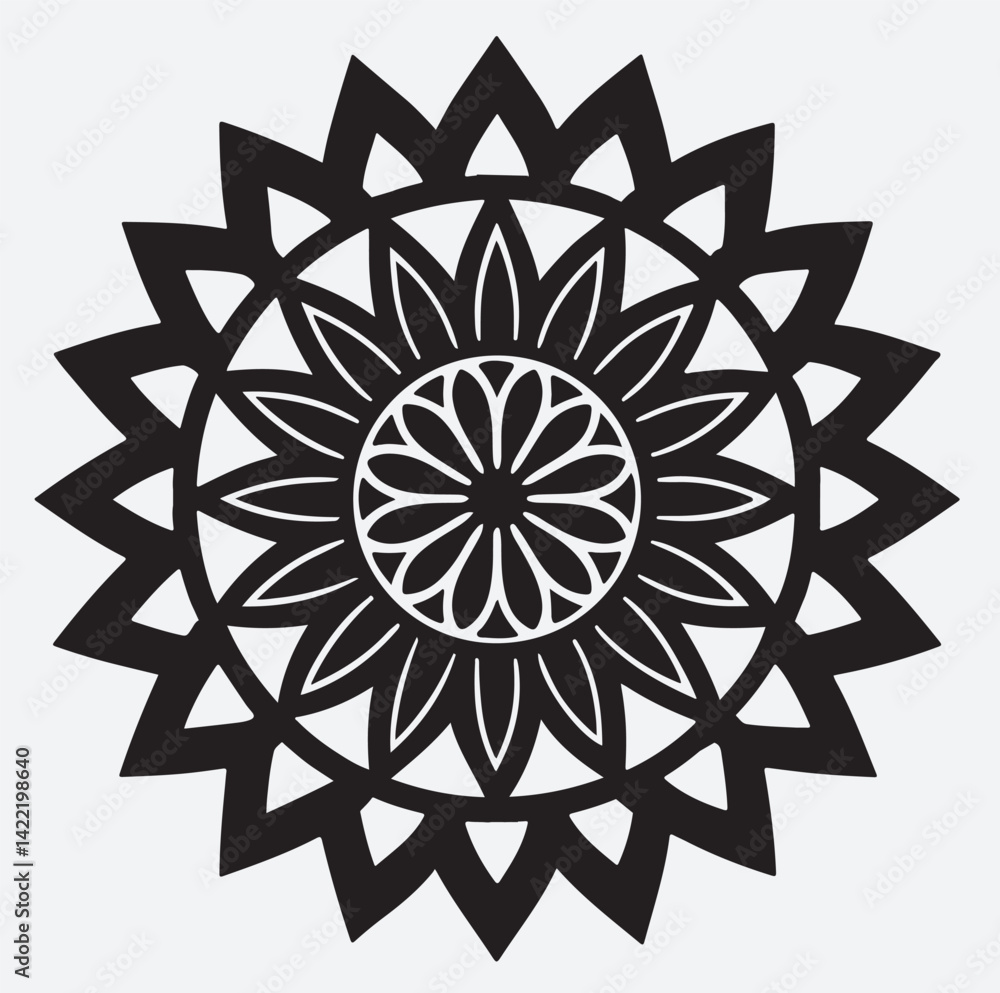 Fototapeta premium mandala with metallic floral outline silhouette vector art illustration, abstract floral ornament
