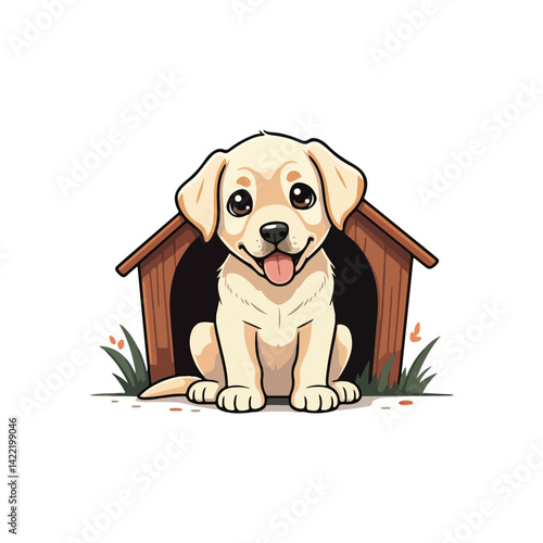 Cute Labrador Retriever Dog Sitting Cartoon Vector Icon Illustration Animal Nature Icon Isolated vector