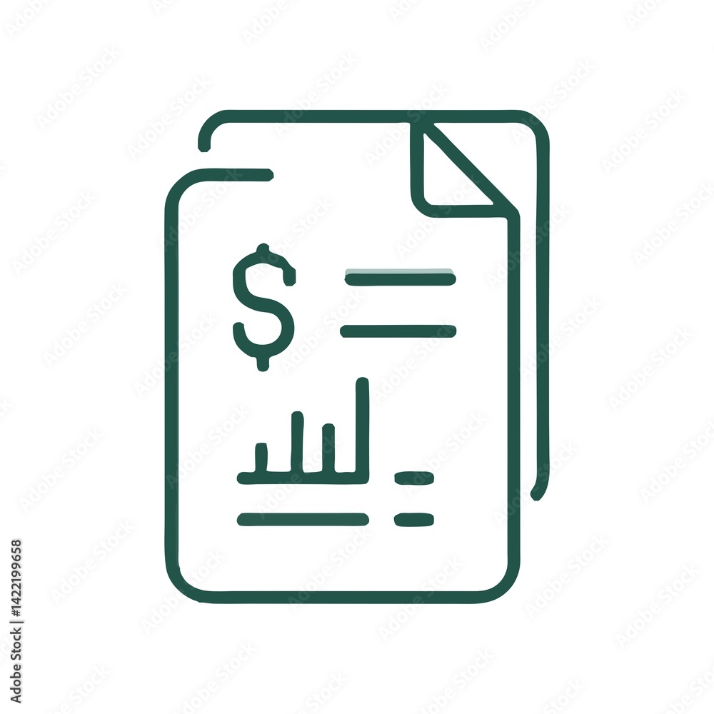 Financial legal document with dollar sign and chart – law and finance icon Financial legal document with dollar sign and chart – law and finance icon