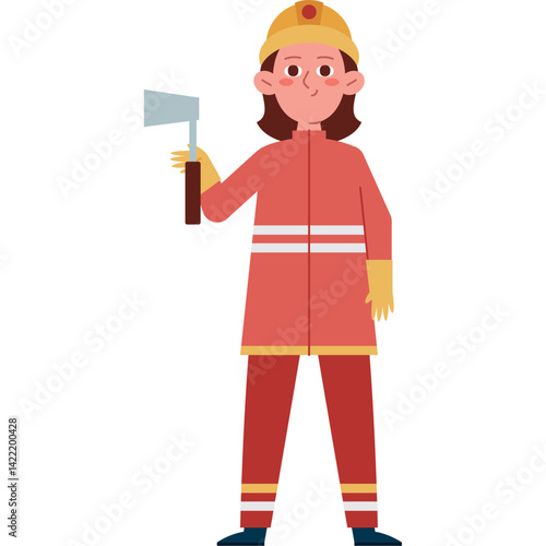 Vector image of a strong firewoman standing confidently in uniform
