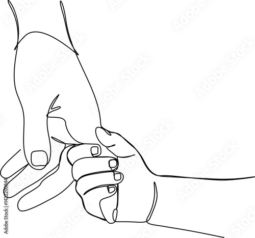 Baby and father one line holding hands continuous line motion graphic animated 4k template. Father's day concept line art video. Boy have bonding with his father.