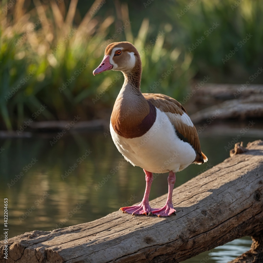 Obraz premium Egyptian Goose bird on piece of wood