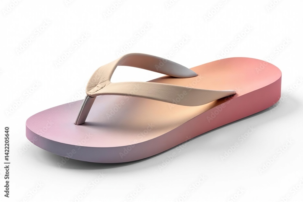 A single flip-flop, viewed from the side, on a pure white backdrop , beach, rubber A single flip-flop, viewed from the side, on a pure white backdrop , beach, rubber