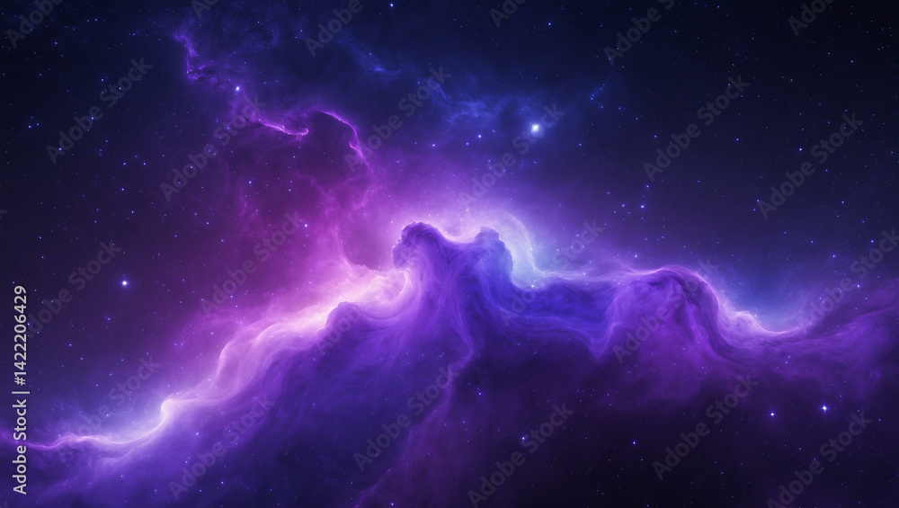 Naklejka premium Purple Nebula in Deep Space