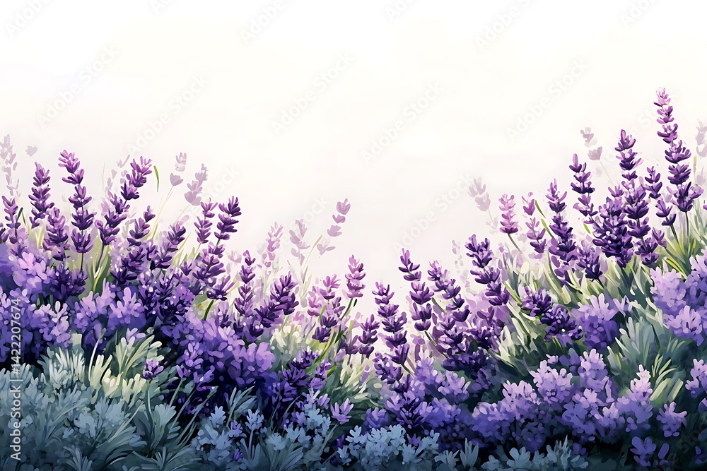 Naklejka premium Lush garden border vibrant wildflowers green