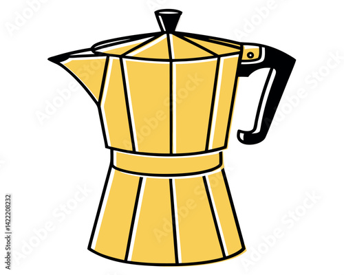 Classic Moka Pot Vector: Italian Coffee Maker Illustration Design