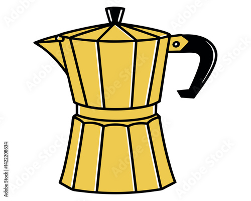 Classic Moka Pot Vector: Italian Coffee Maker Illustration Design