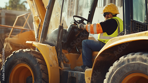 Construction Worker Operating Heavy Machinery