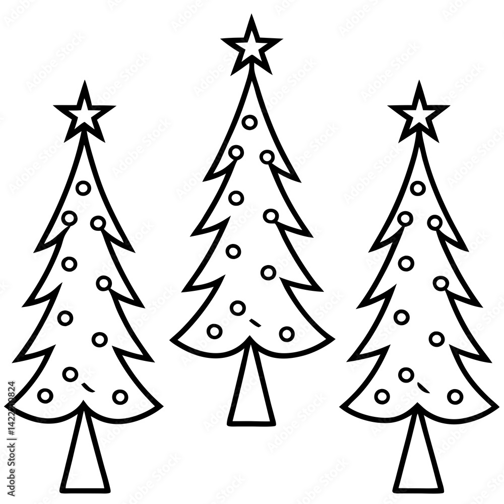 Obraz premium Minimalist Christmas Tree Line Art Vector set