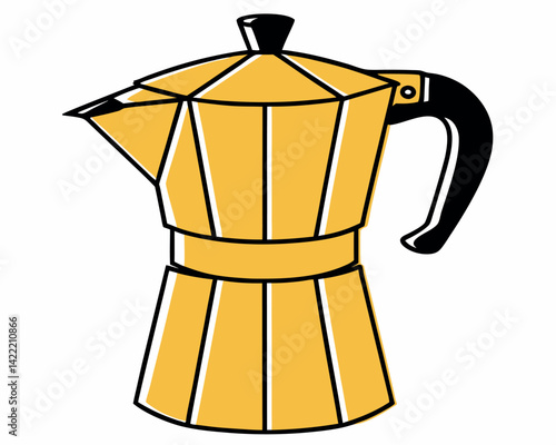 Classic Moka Pot Vector: Italian Coffee Maker Illustration Design