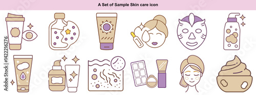 Skin Care Icons Vector Set: Beauty, Cosmetic, Treatment & More