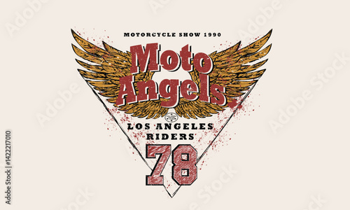 Eagle wing graffiti design. Motorcycle Poster design. Moto angels artwork for apparel, sticker, batch, background, poster and others.