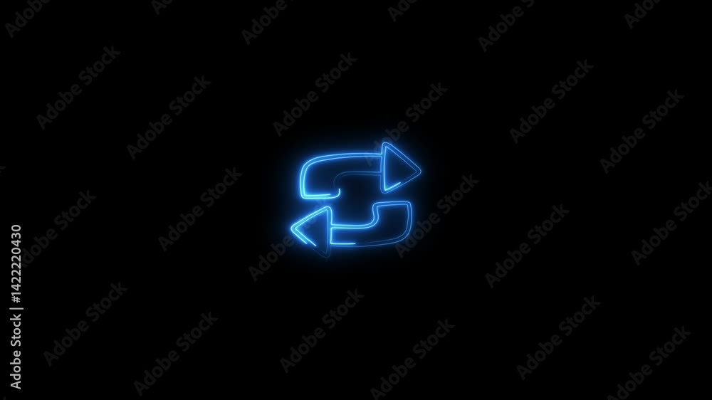 Neon blue refresh arrow rotating glow animation on black background Neon blue refresh arrow rotating glow animation on black background