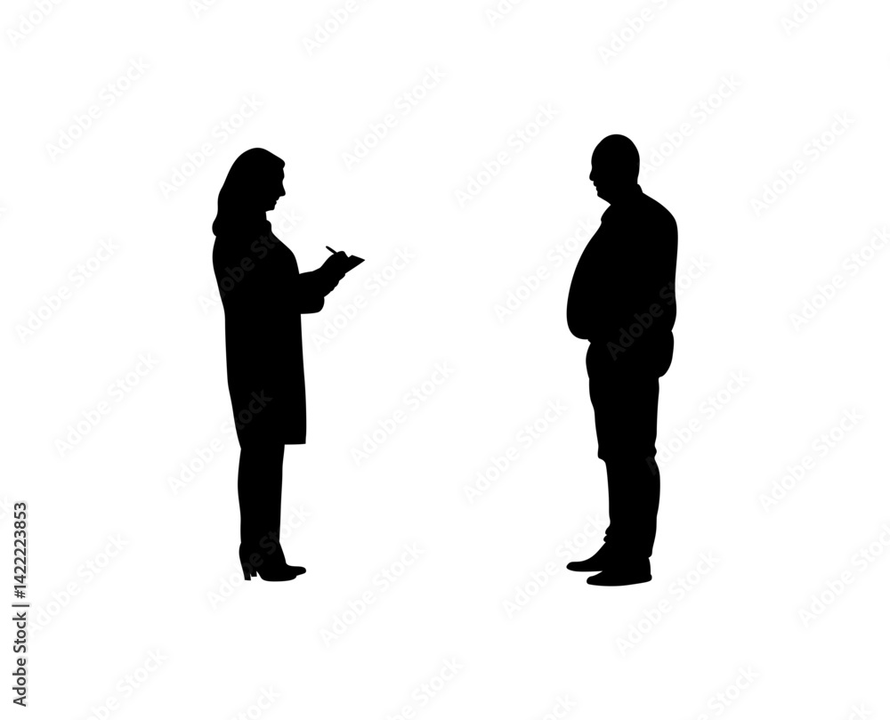 A doctor and a patient consulting each other vector . A doctor and a patient consulting each other vector .