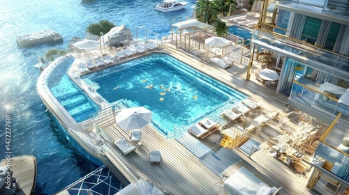 Luxury Yacht with Infinity Pool and Resort Amenities