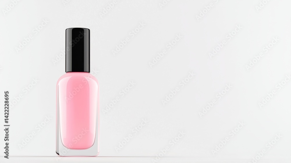 Floating Pink Nail Polish Bottle on a Minimalist White Background Floating Pink Nail Polish Bottle on a Minimalist White Background