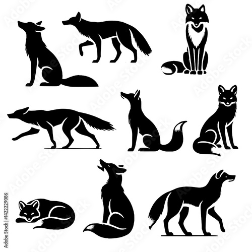 Fox Silhouette Vector Set