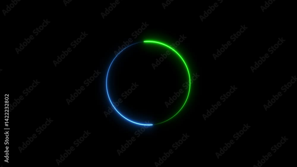 Abstract minimalist circle glowing neon line design element on dark background Abstract minimalist circle glowing neon line design element on dark background