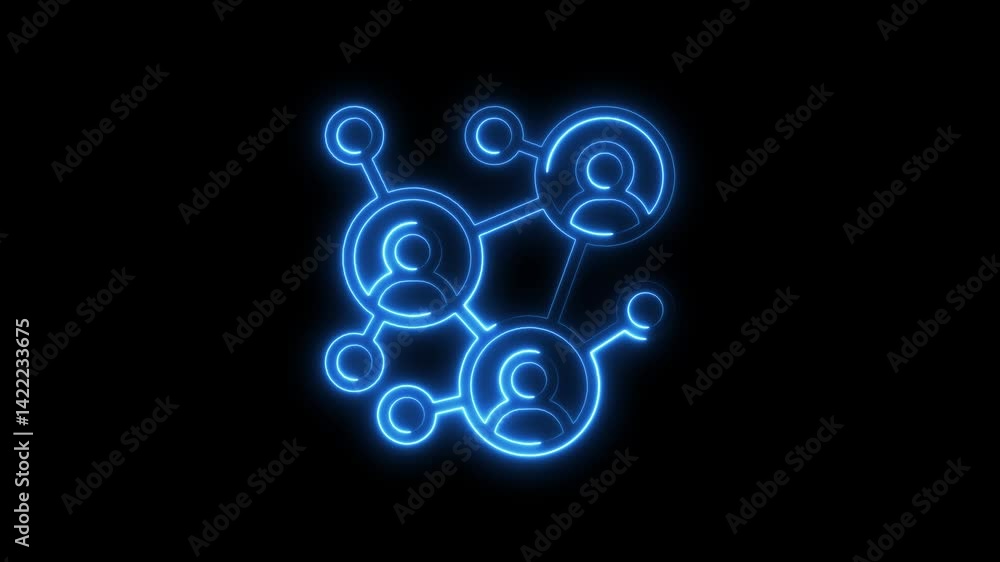 Glowing neon social network concept animation on black background Glowing neon social network concept animation on black background