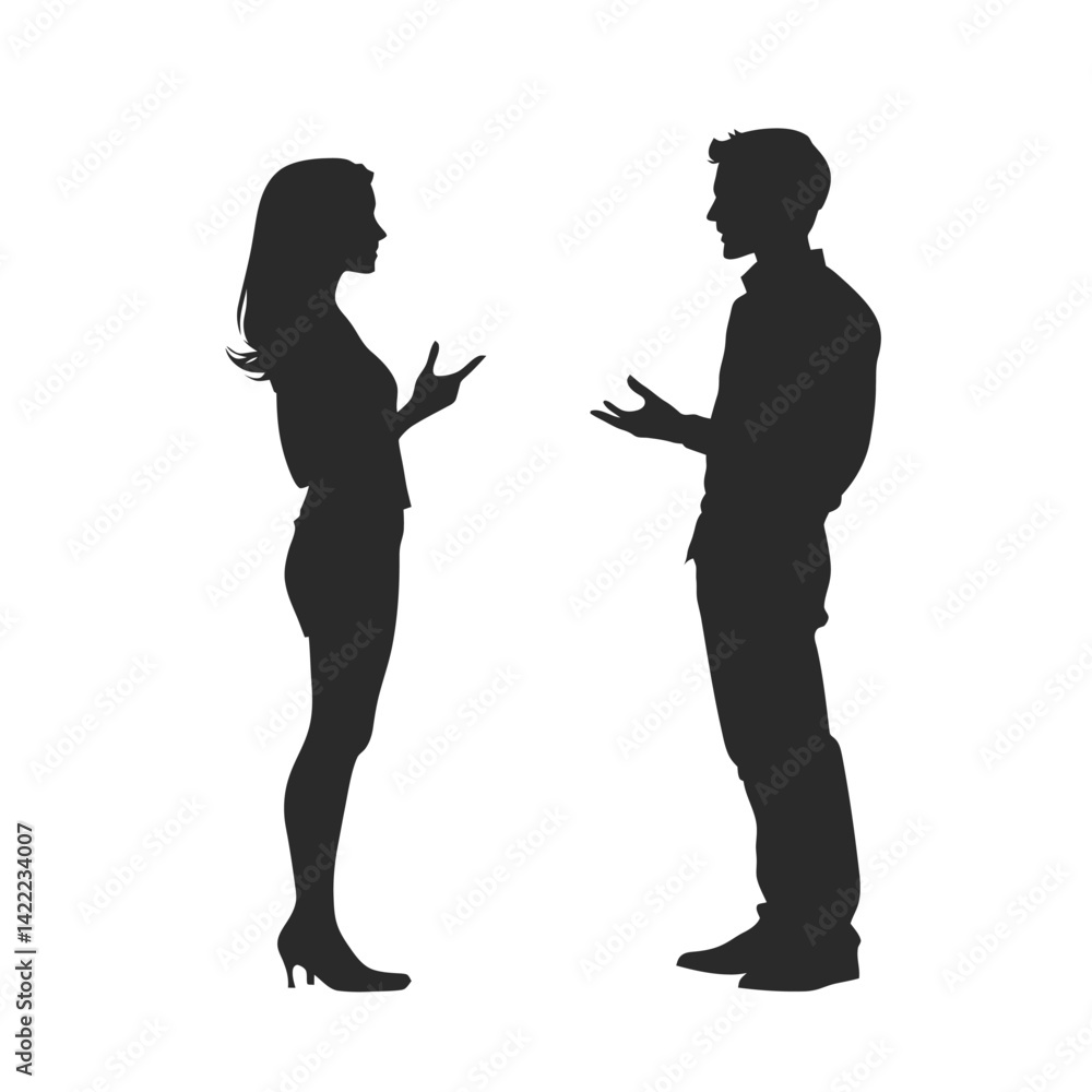 Silhouettes of Man and Woman in Conversation Silhouettes of Man and Woman in Conversation