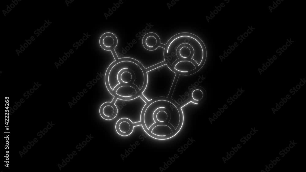 Glowing network of people connections and communication digital illustration on black background Glowing network of people connections and communication digital illustration on black background