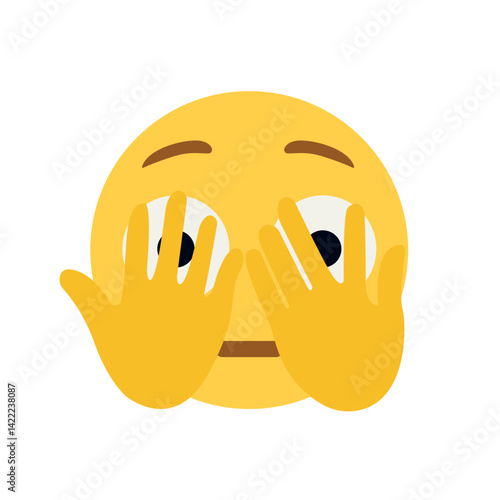 Face with Peeking Eye vector emoji illustration icon symbol no way shocked hiding behind hands