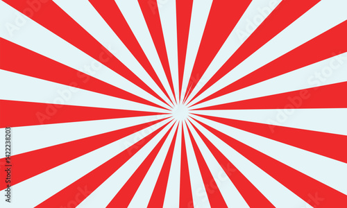Red white color burst background. Rays background in retro style.