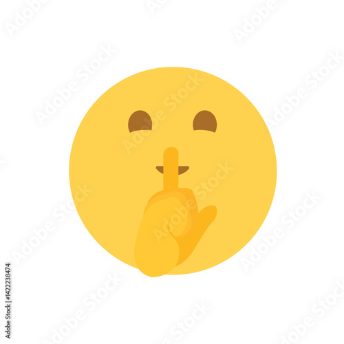 shh silence silent finger over mouth face emoji vector illustration