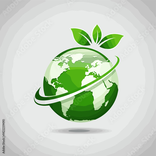 Green Planet: A vibrant illustration of the Earth, radiating a sense of environmental consciousness and sustainable practices, with verdant leaves that symbolize life. 