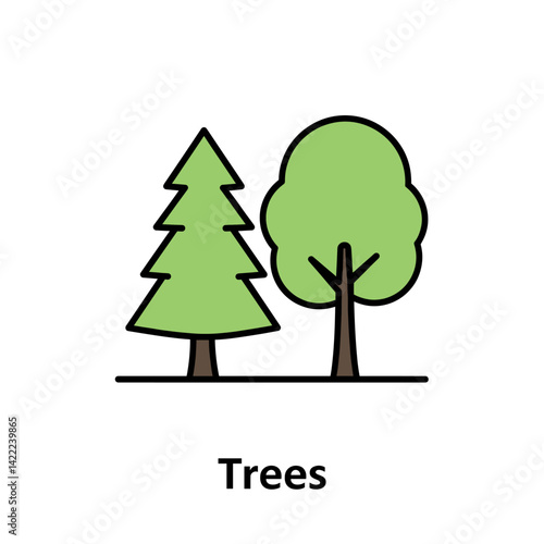 Illustration of verdant trees: a simplified yet charming representation of two trees, embodying the essence of nature.