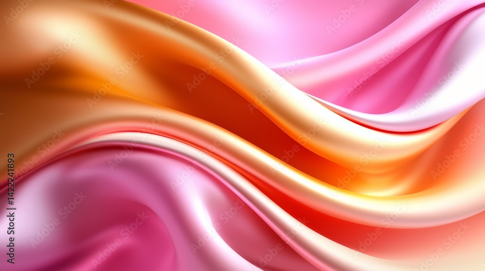 Pink and orange fabric with a wave pattern. The colors are bright and the wave pattern is flowing Pink and orange fabric with a wave pattern. The colors are bright and the wave pattern is flowing