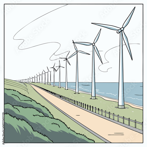 vast-offshore-windmill vector image on white background 