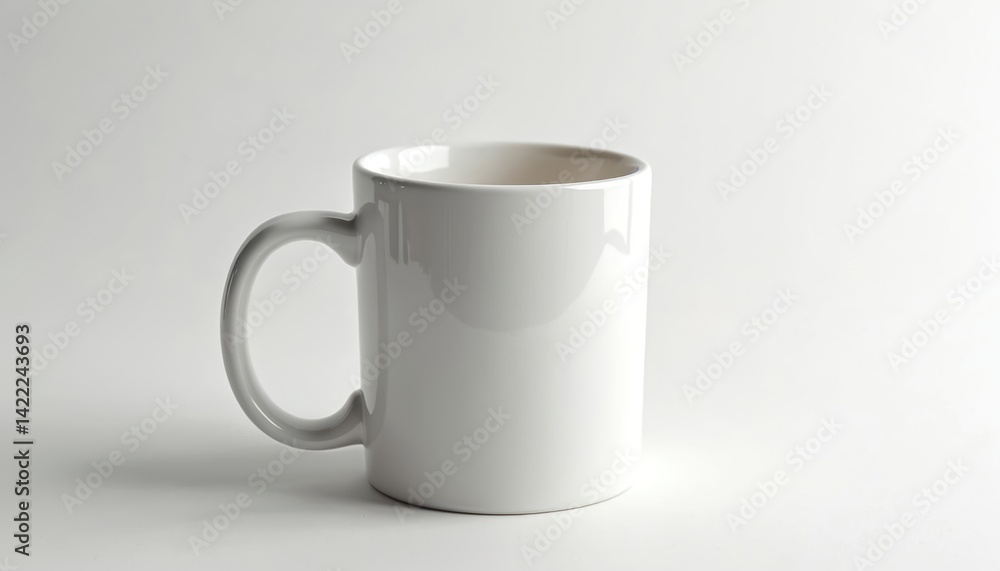 Single white ceramic coffee mug on plain white background. Simple design, perfect for drink, beverage, tea, coffee branding. Clean minimalist style, studio shot, blank copy space for text, logo, Single white ceramic coffee mug on plain white background. Simple design, perfect for drink, beverage, tea, coffee branding. Clean minimalist style, studio shot, blank copy space for text, logo,