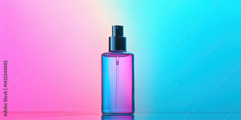 Colorful perfume bottle with gradient background showcasing modern design and elegance Colorful perfume bottle with gradient background showcasing modern design and elegance