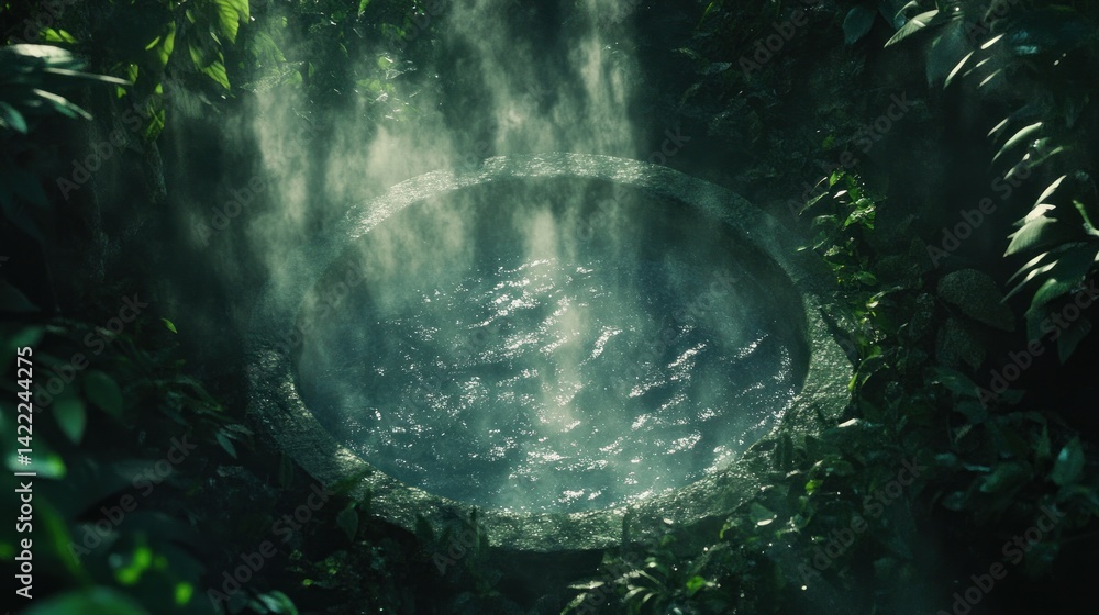 Fototapeta premium Ancient Boiling Pool in Lush Jungle