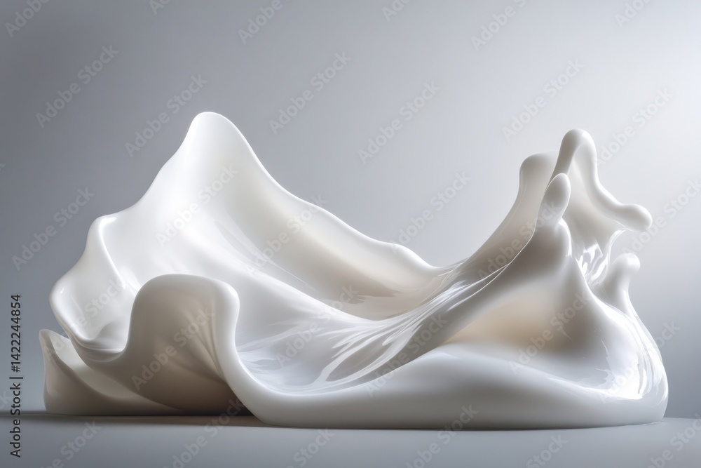 A sculptural white form on a gradient gray background showcasing smooth and flowing abstract shapes artfully A sculptural white form on a gradient gray background showcasing smooth and flowing abstract shapes artfully