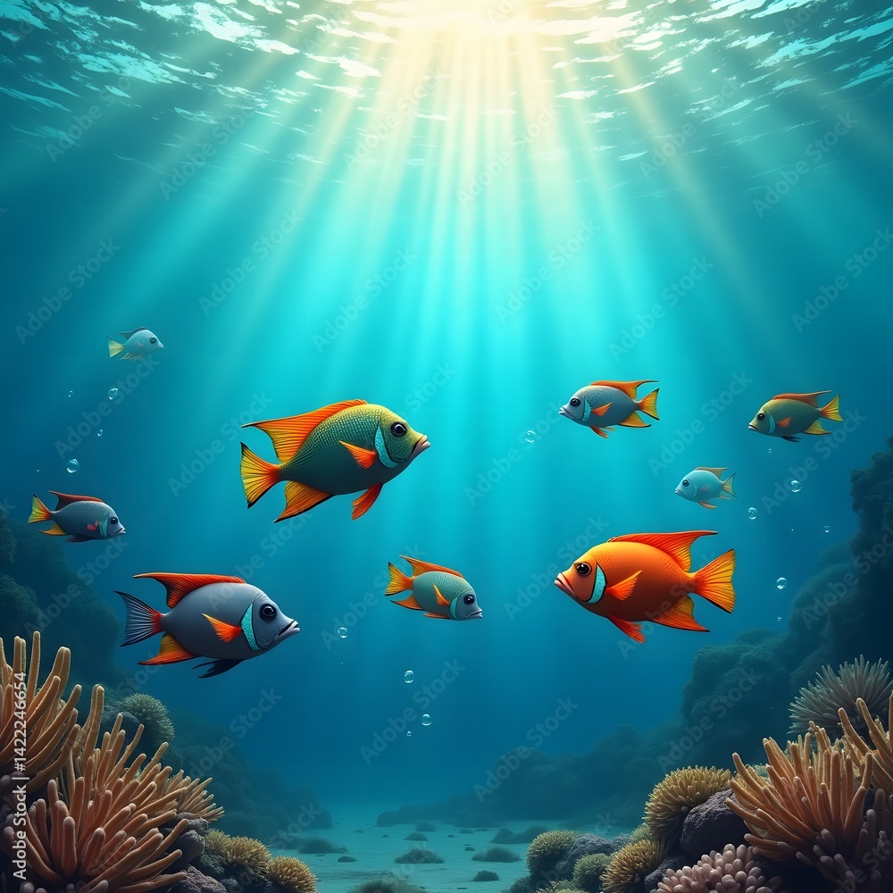 Fototapeta premium coral reef and fish