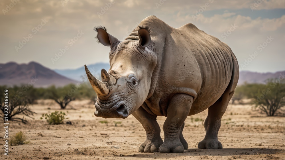 Fototapeta premium Rhinoceros in the African desert